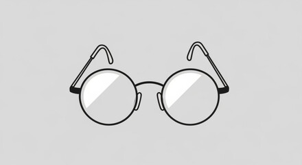 Illustration of round glasses with a thin black frame and clear lenses, perfect for optical or fashion themes