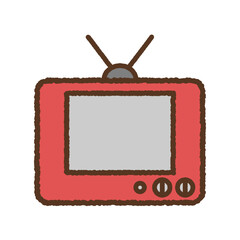 手書き風の単品アイコンイラスト　ブラウン管テレビ