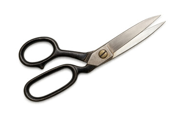 Obraz premium Old metal shears for cutting fabric, showing craftsmanship, sewing hobby, alteration, and traditional handicraft