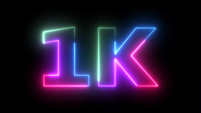 Neon Sign Displaying 1K Followers or Subscribers on Social Media Celebration