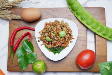 Thai Basil Minced beef,Stir fired ground beef with garlic and basil leaf in chilli sauce (Pad Kra pao),Pad Gaprao (Pad Kra Pao) Holy Basil Chicken Stir Fry. Phat kaphrao consists of meat such as pork,