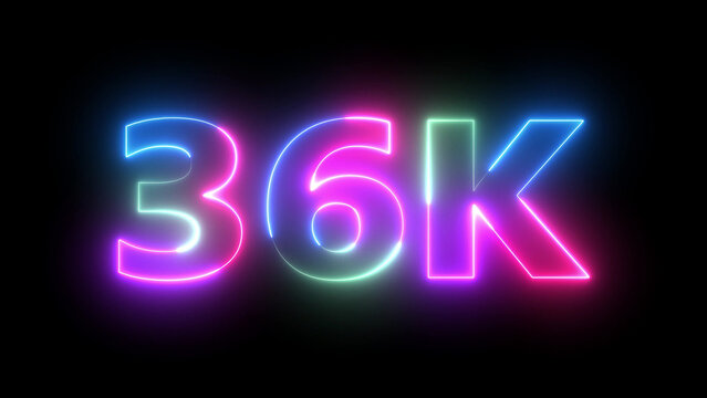 Vibrant 36K Neon Light Sign Dynamic Animation  Colorful Glowing Text on Dark Background