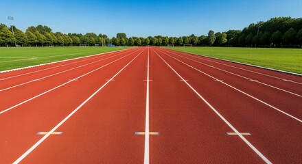 Athletic Field with Eight Red Rubber Tracks.