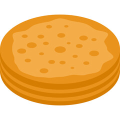 Stack Of Golden Orange Pancakes With Small Bubbles Texture Isolated On White Background Flat Design Style Vector Illustration