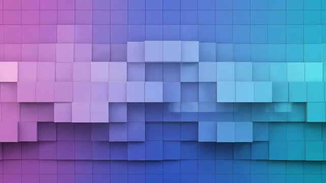 Abstract 3d background with a gradient of pink, purple, and blue squares creating a dynamic, geometric pattern vector illustration