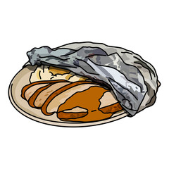 leftover foil covered thanksgiving dinner to go plate