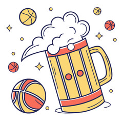Playtime beer mug vector on white background