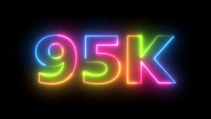 Neon 95K Followers Celebration Vibrant Animated Counter on Dark Background Social Media