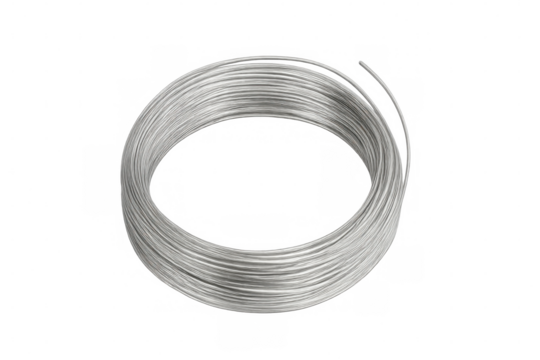 Metal wire coil on transparent background, industrial aluminum hardware material for construction and manufacturing