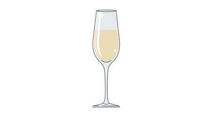 Elegant Champagne Flute Filled with Sparkling White Wine.