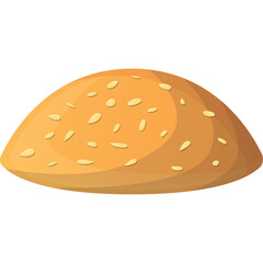 Golden Brown Sesame Seed Bun Top Viewed From Above Isolated On White Background