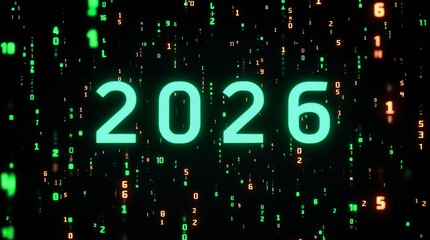 2026年とカラフルなデジタルコード