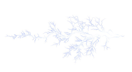 bright white and blue lightning bolt branching out with electric energy, cutout, PNG isolated on white or transparent background