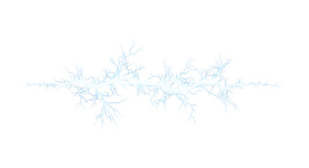 Obraz premium bright blue and white lightning bolt with branching electrical discharge, cutout, PNG isolated on white or transparent background