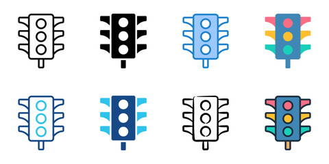 Traffic light icon set multiple style collection 
