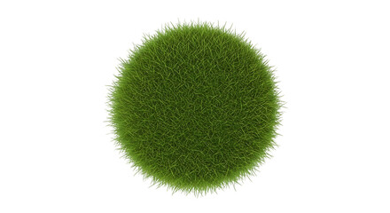 spherical clump of vibrant green grass with detailed texture, cutout, PNG isolated on white or transparent background