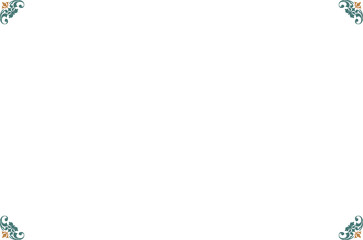 Obraz premium Elegant Gold and Green Ornate Rectangular Border Frame with Vintage Scrollwork Corners. 1189