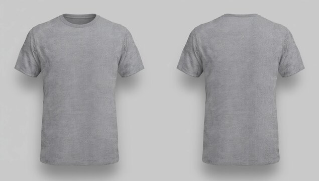 Heather grey t shirt front and back view flat lay concept, isolated on white background