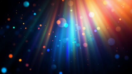 上から差し込むカラフルな光と粒子