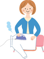 アイロンをかける女性