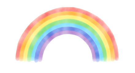 watercolor rainbow with soft pastel colors arching across a dark background, cutout, PNG isolated on white or transparent background
