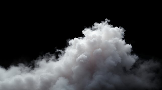 黒背景に湧き上がる白い煙の雲