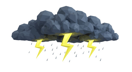 Stormy Weather with Lightning and Rain Illustration.