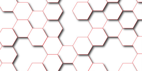 Abstract white background with gold hexagons seamless pattern and geometric in vector design. Futuristic blue neon honeycombs. Modern technology design .Minimal style website banner, decoration .