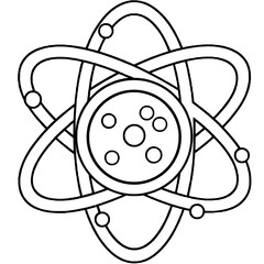 black and white illustration of atomic
