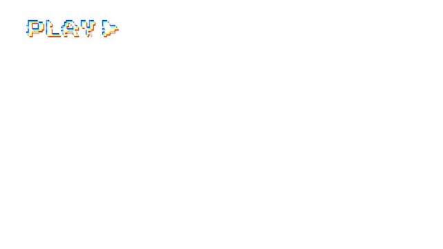 Looping retro VHS tape playback with pixelated glitch effects distortions and PLAY icon symbol overlay