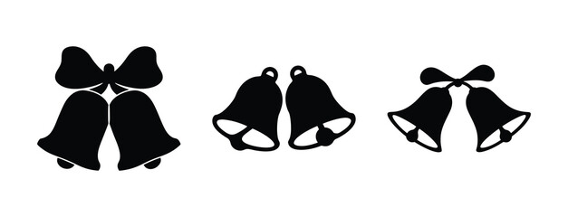 Three pairs of festive black bells decorative elements for celebrations holidays and events simple festive design