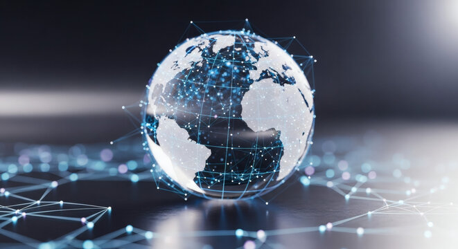 Global Network A Connected World through Digital Dots and Lines