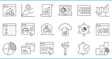 Dashboard-related line icons set. Vector editable stroke.