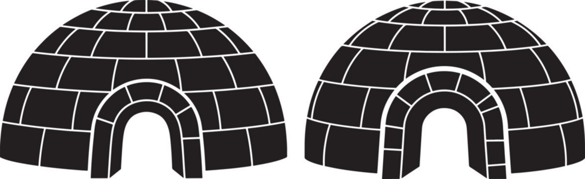 Two igloos side by side arctic dwelling silhouette