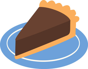 Slice of Chocolate Pie, Chocolate Tart Food Illustration