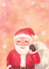 Smiling Santa Claus with Warm Christmas Background