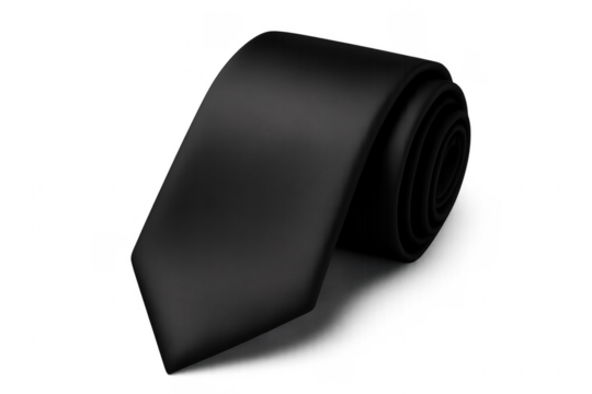Black necktie rolled for formal business wear