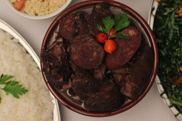 Hearty Stew with Meat and Sides