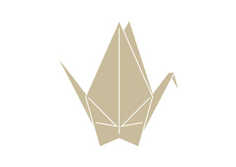 折り鶴のイラスト素材（ベージュ）