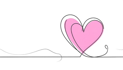 Minimalist Pink Heart Line Art.