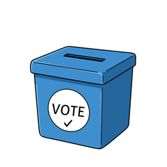Color vector illustration of a blue ballot box with vote sign. Ideal for election campaign materials, civic education, democracy design, and political awareness themes