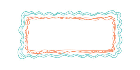 Hand-Drawn Wavy Doodle Frame Vector Border in Pastel Colors
