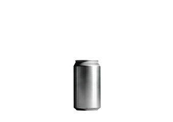 Metal can stands against stark, dark background