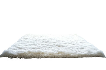 White, textured, shaggy rug against black. Flat lay view