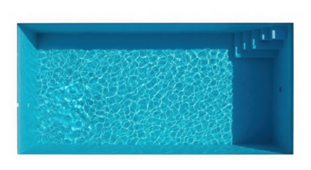 Swimming pool with clear blue water from above isolated on transparent background