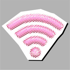 WiFi symbol halftone dotted collage element pointillize in paper torn vector. Symbolizes wireless connectivity, network, and digital communication with a fragmented, artistic, and vintage aesthetic.
