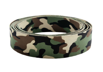 Camouflage patterned fabric coil, isolated