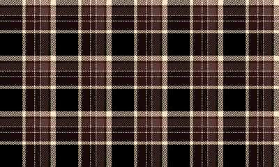 Seamless plaid fabric in black, brown, beige, and white. Perfect for designing clothes, skirts, pants, and dresses. A simple, elegant style suitable for all occasions, both work and leisure.