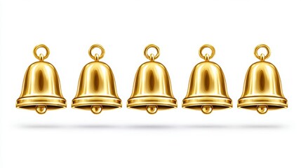 2D outlined bells filled with gold gradient, white background