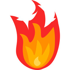 Stylized Flame Icon With Red Orange and Yellow Hues Against Transparent Background